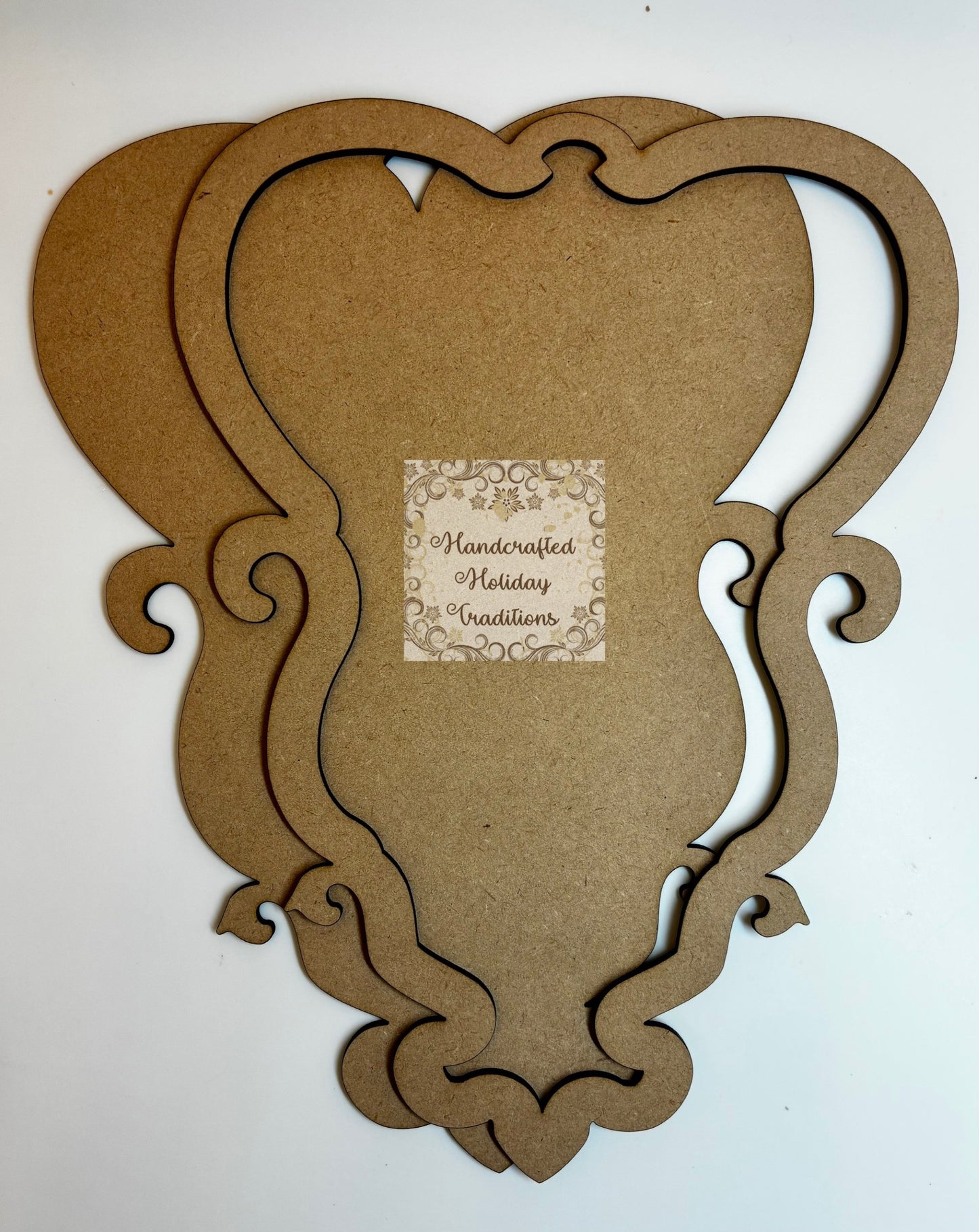 Laser Cut MDF, Vintage Style, Framed Plaque, Panel, Heart, Blank, Base, 2 pc, Decoupage, Mixed Media, Crafts