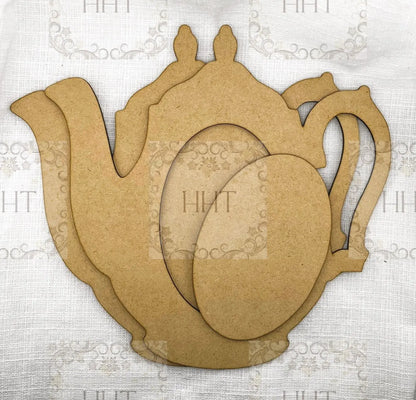 Laser Cut MDF, Vintage Style, Tea Pot, Plaque, Panel, Ornament, Blank, Base, Oval Center, frame, Decoupage, Mixed Media, Crafts Handcrafted Holiday Traditions