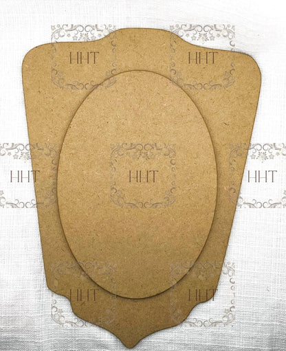 Laser Cut MDF Vintage Style Wood Base Blank and Overlay Plaque 2 pc, Decoupage Mixed Media 9" x 12", 1/8" Handcrafted Holiday Traditions