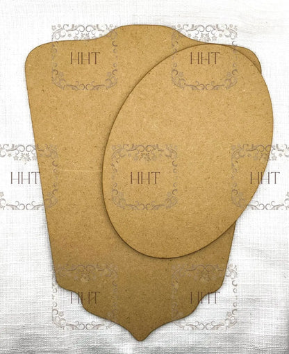 Laser Cut MDF Vintage Style Wood Base Blank and Overlay Plaque 2 pc, Decoupage Mixed Media 9" x 12", 1/8" Handcrafted Holiday Traditions