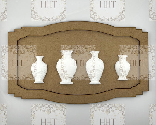Laser Cut, MDF, Vintage Style, Framed Panel, Plaque, Blank, Base, Plaque, 2 pc, Decoupage, Mixed Media, Crafts, 12"w x 7"h
