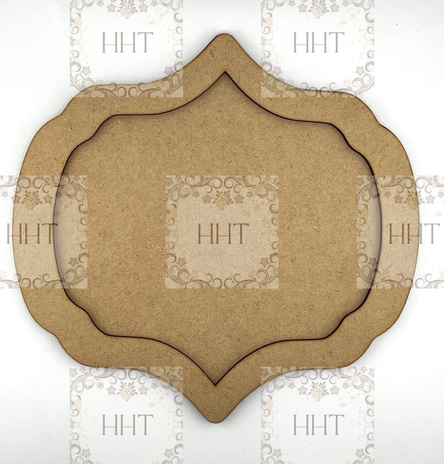 Laser Cut, MDF, Vintage Style, Framed Panel, Plaque, Blank, Base, Plaque, 2 pc, Decoupage, Mixed Media, Crafts, 9"w x 8 3/4"h