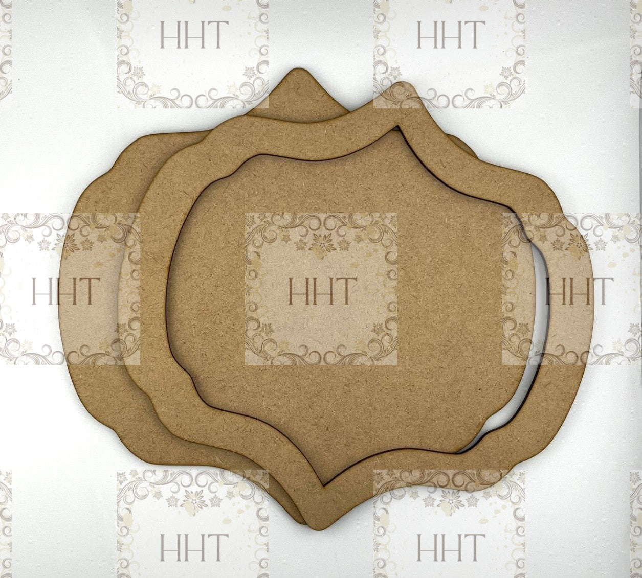 Laser Cut, MDF, Vintage Style, Framed Panel, Plaque, Blank, Base, Plaque, 2 pc, Decoupage, Mixed Media, Crafts, 9"w x 8 3/4"h
