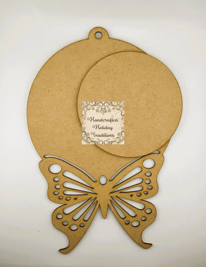 Laser Cut, MDF, Butterfly, Ornament, Plaque, Craft, Base, Blank, Canvas, Center Overlay, 2 pc, Decoupage, Mixed Media Handcrafted Holiday Traditions