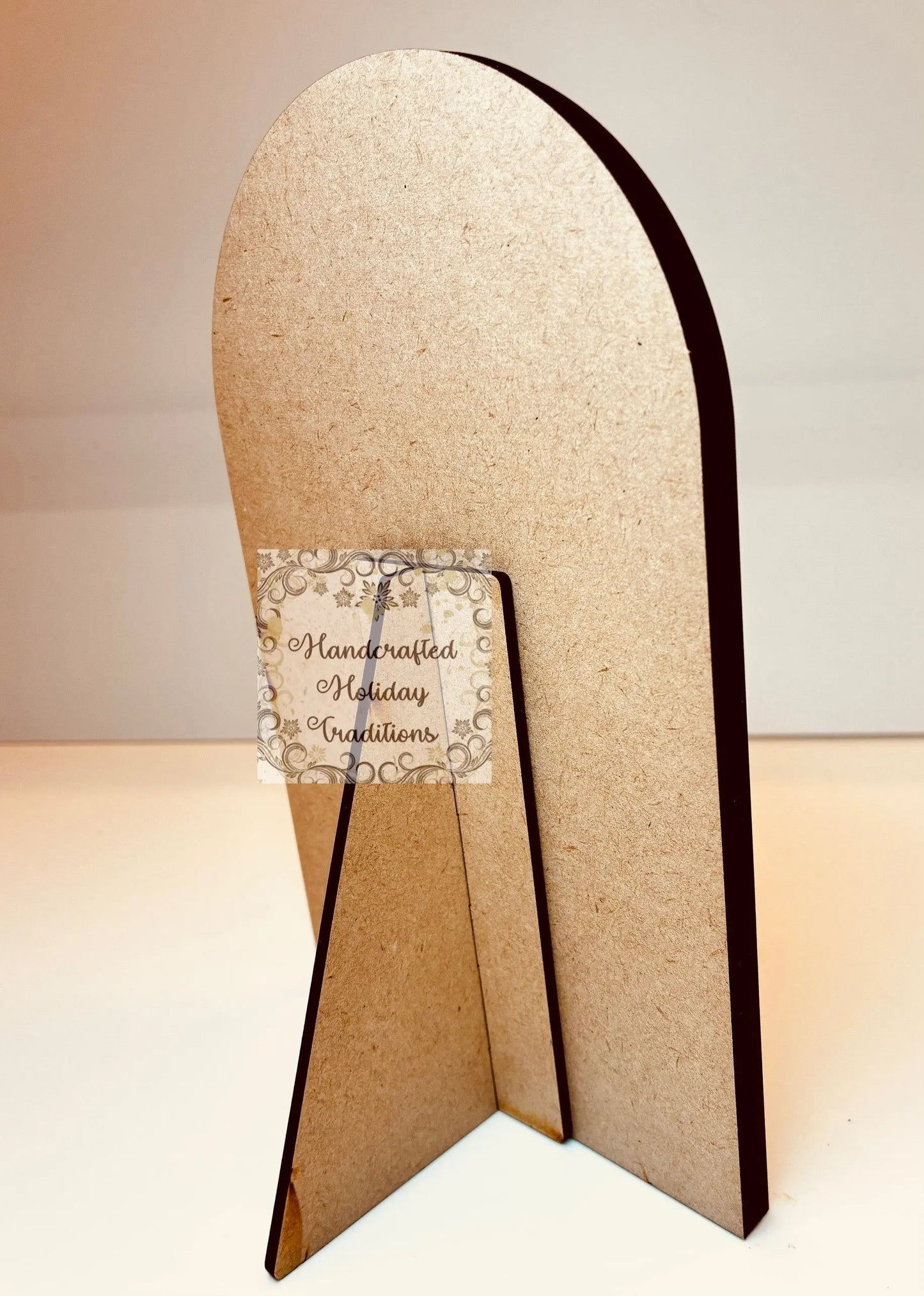 Laser Cut MDF, Arched, Framed Plaque with optional stand, Panel, Blank, Base, Decoupage, Mixed Media, Crafts, 5"w x 8"h Handcrafted Holiday Traditions