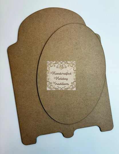Laser Cut, MDF, Plaque, Panel, Vintage Style, Overlay Oval, Blank, Base, 2 piece, Decoupage, Crafts, Mixed Media, 7"w x 10"h Handcrafted Holiday Traditions
