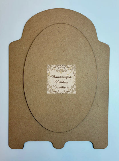 Laser Cut, MDF, Plaque, Panel, Vintage Style, Overlay Oval, Blank, Base, 2 piece, Decoupage, Crafts, Mixed Media, 7"w x 10"h Handcrafted Holiday Traditions