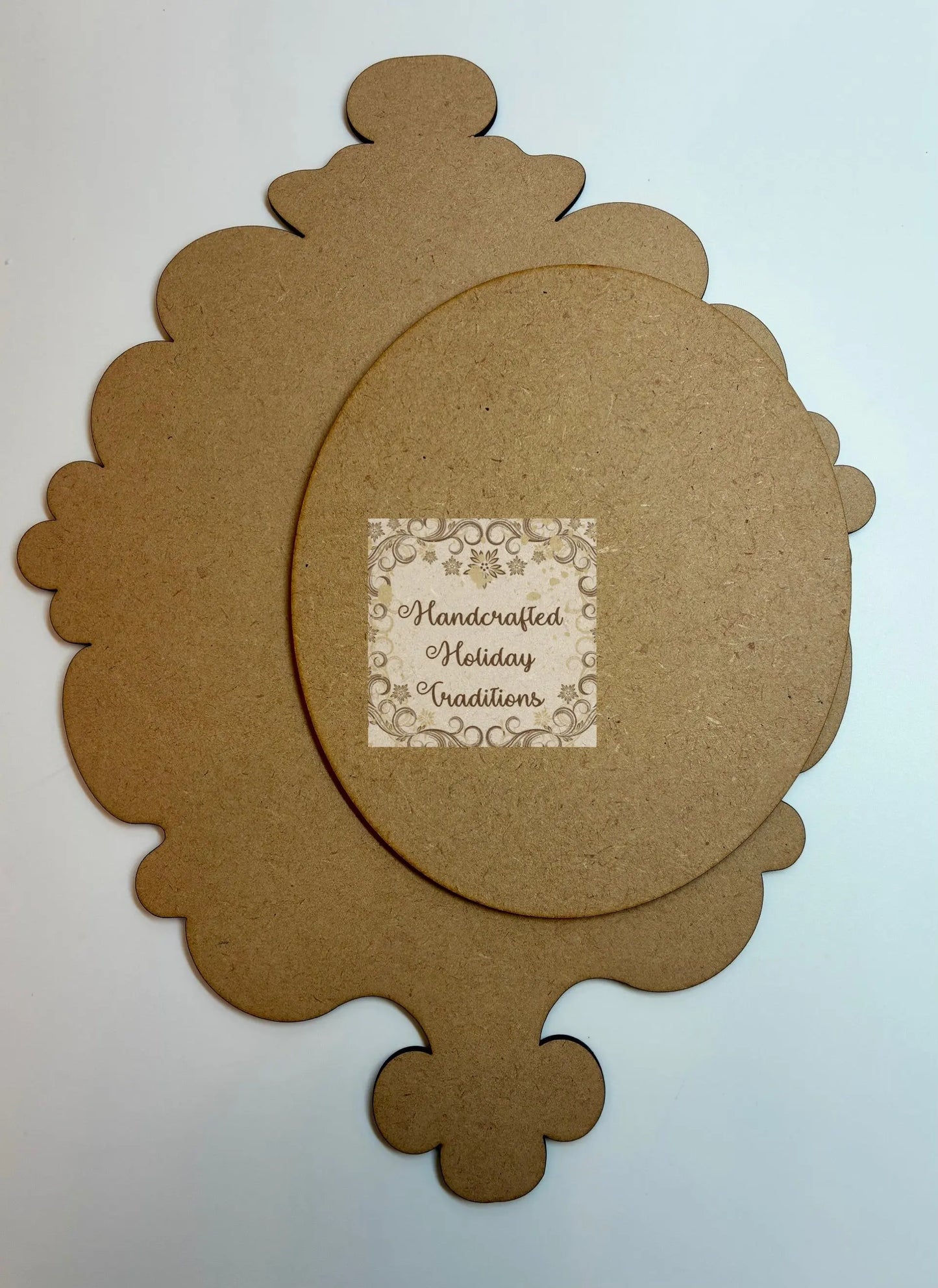 Laser Cut, MDF, Plaque, Ornament, Panel, Vintage Style, Overlay Oval, Blank, Base, 2 piece, Decoupage, Crafts, Mixed Media, 3 sizes Handcrafted Holiday Traditions