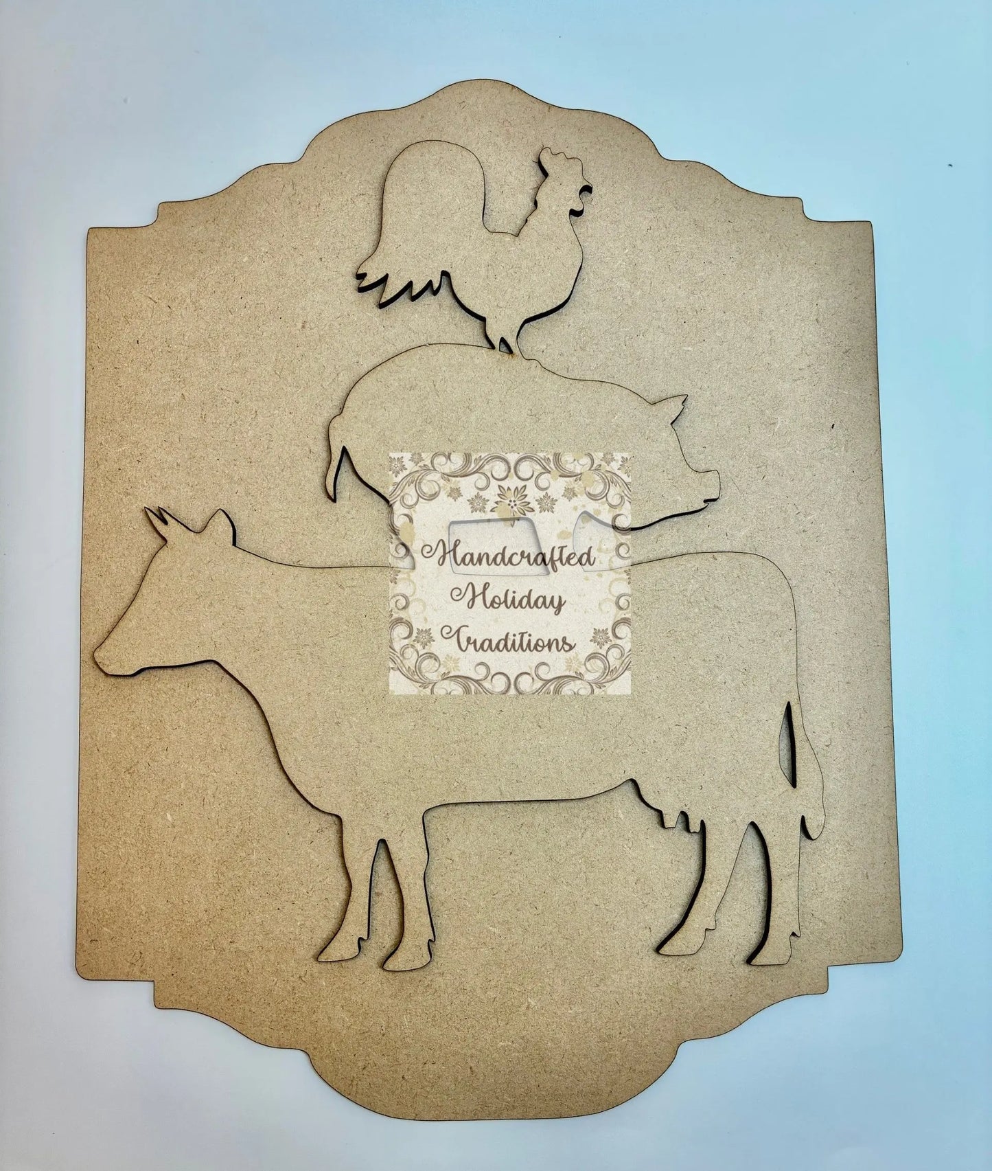 Laser Cut, MDF, Plaque, Panel, Vintage Style, Overlay Oval, Blank, Base, 2 piece, Decoupage, Crafts, Mixed Media, 8 1/2"w x 11 1/4"h (Copy) Handcrafted Holiday Traditions