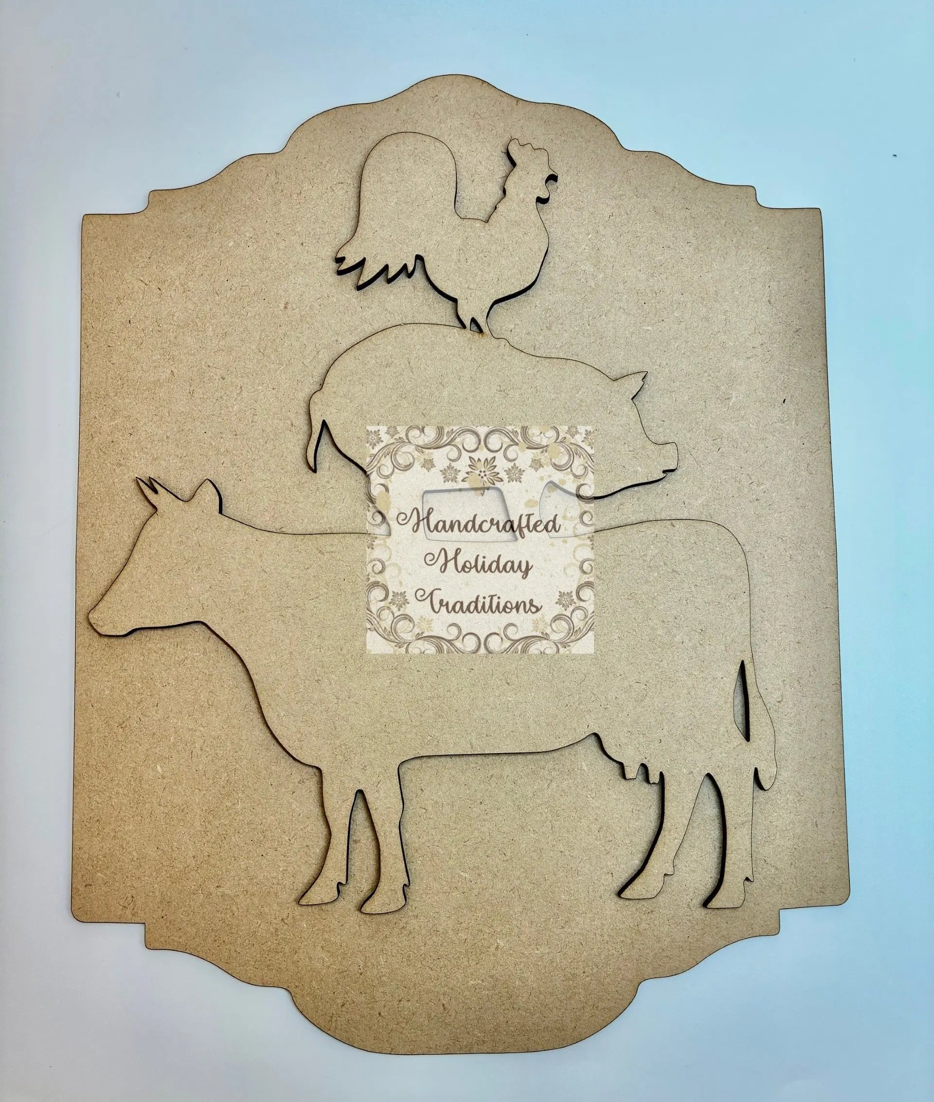 Laser Cut, MDF, Plaque, Panel, Vintage Style, Overlay Oval, Blank, Base, 2 piece, Decoupage, Crafts, Mixed Media, 8 1/2"w x 11 1/4"h (Copy) Handcrafted Holiday Traditions