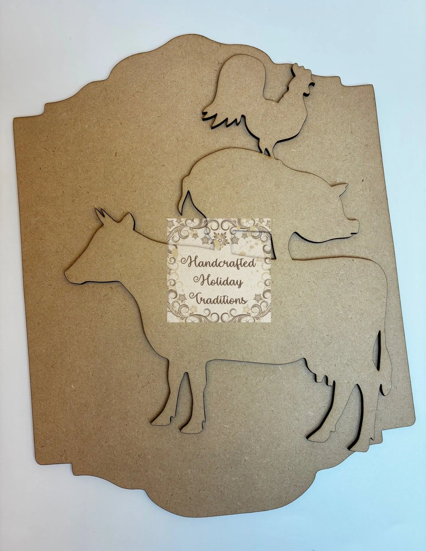 Laser Cut, MDF, Plaque, Panel, Vintage Style, Overlay Oval, Blank, Base, 2 piece, Decoupage, Crafts, Mixed Media, 8 1/2"w x 11 1/4"h (Copy) Handcrafted Holiday Traditions