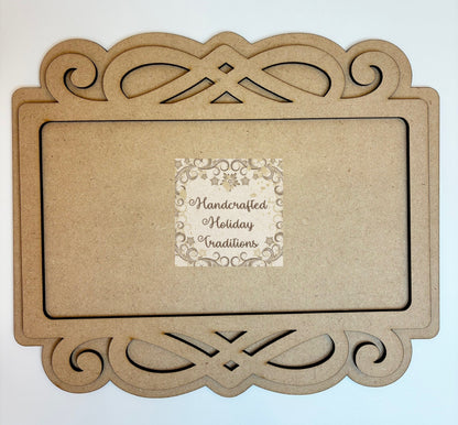 Laser Cut MDF Framed Plaque, Panel, Blank Base with Overlay for Decoupage, Mixed Media, Crafts