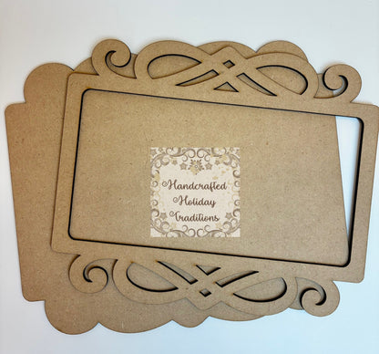 Laser Cut MDF Framed Plaque, Panel, Blank Base with Overlay for Decoupage, Mixed Media, Crafts