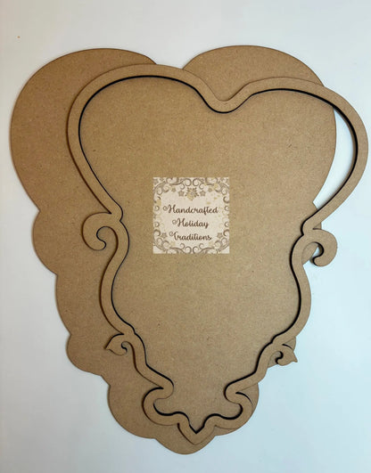 Laser Cut MDF, Vintage Style, Framed Plaque, Panel, Heart, Blank, Base, 2 pc, Decoupage, Mixed Media, Crafts Handcrafted Holiday Traditions