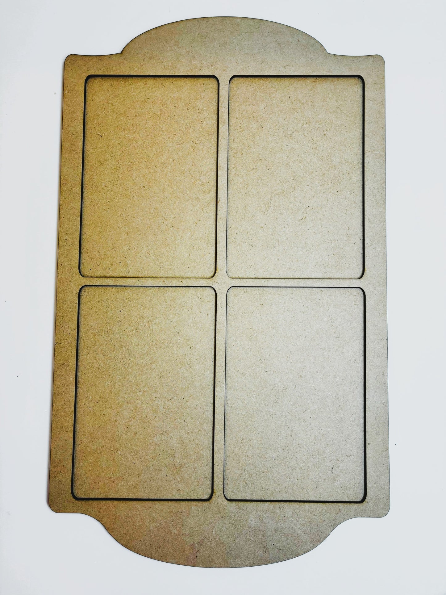 Laser Cut MDF Plaque with Overlay 4 Window Frame | Decoupage Base for Mixed Media Crafts, | Unfinished Wood Blank, 16" x 9.5"