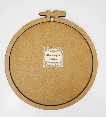 Laser Cut MDF Embroidery Hoop Shape Framed Plaque, Panel, Blank Base with Overlay for Decoupage, Mixed Media, Crafts