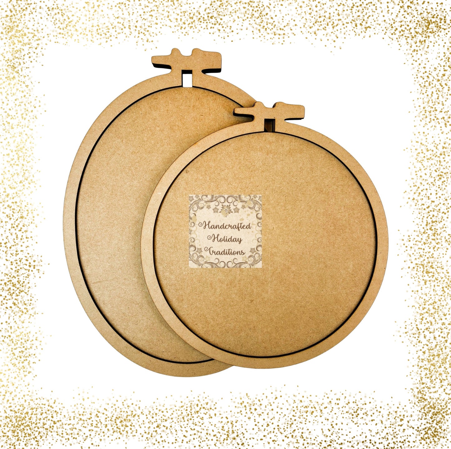 Laser Cut MDF Unfinished Embroidery Hoop Shape Framed Plaque, Panel, Blank Base for Decoupage, Mixed Media, Crafts