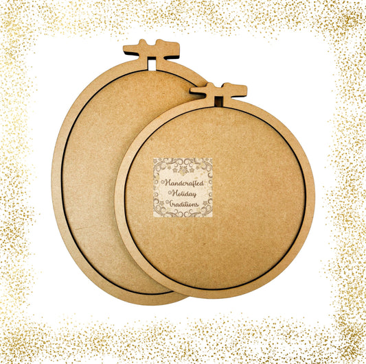 Laser Cut MDF Unfinished Embroidery Hoop Shape Framed Plaque, Panel, Blank Base for Decoupage, Mixed Media, Crafts