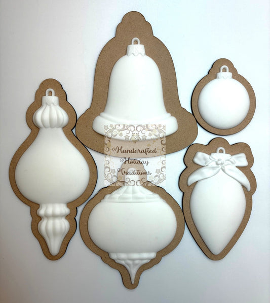 Laser Cut, MDF, Re-Design with Prima, Bauble Backs for Castings, Backing, Blank, Base, Ornament, Set of 5, Christmas, Holiday Decorations