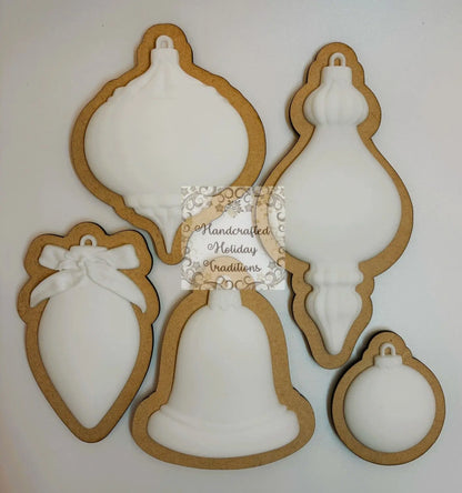 Laser Cut, MDF, Re-Design with Prima, Bauble Backs for Castings, Backing, Blank, Base, Ornament, Set of 5, Christmas, Holiday Decorations Handcrafted Holiday Traditions