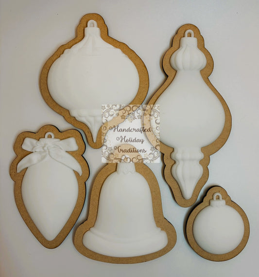 Laser Cut, MDF, Re-Design with Prima, Bauble Backs for Castings, Backing, Blank, Base, Ornament, Set of 5, Christmas, Holiday Decorations