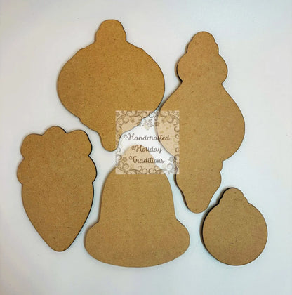 Laser Cut, MDF, Re-Design with Prima, Bauble Backs for Castings, Backing, Blank, Base, Ornament, Set of 5, Christmas, Holiday Decorations Handcrafted Holiday Traditions