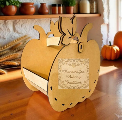 Laser Cut, MDF, Pumpkin, Halloween, Fall, Basket, Buildable, Craft, Base, Blank, Decoupage, Mixed Media, 15 pc, 7 3/4” x 5 3/4” x 9 1/4” Handcrafted Holiday Traditions