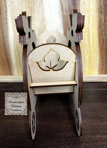 Laser Cut, MDF, Buildable, Pumpkin, Chariot, Blank, Base, Decoupage, Mixed Media, Crafts, Halloween, Candle Holder, 8"w x 7 1/2"h x 3 1/4"d Handcrafted Holiday Traditions