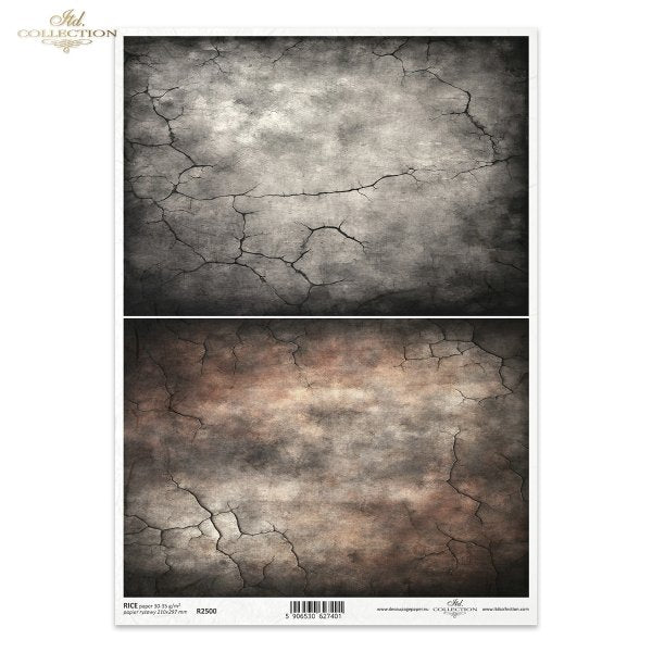 ITD Collection, Rice Paper, Decoupage, Colorful, Backgrounds, Wallpaper, Gray, Black, Brown, Squares, R2500, A4, 8.27x11.7