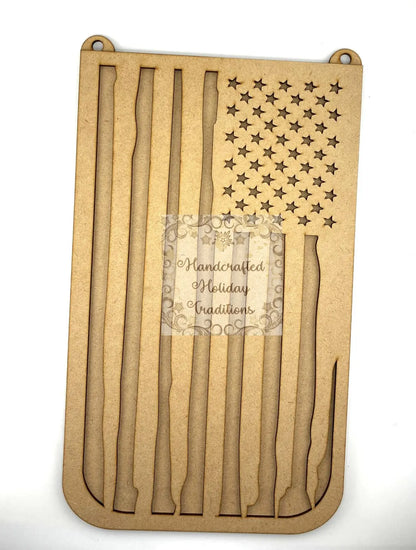Laser Cut, MDF, USA, American Ripped Flag, Plaque, Panel, Base, Blank, 2-pc, Decoupage Crafts, Mixed Media, 8"w x 13"h, 1/4" Handcrafted Holiday Traditions