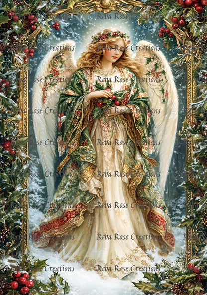 Reba Rose Creations, Rice Paper for Decoupage, Christmas, Angel, Nostalgic, Shabby Chic, 1343, A4, 8.27 X 11.6 Reba Rose