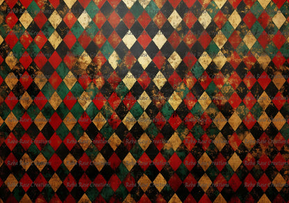 Reba Rose Creations, Rice Paper for Decoupage, Christmas, Harlequin, Background, Wallpaper, Shabby Chic, 1344, A4, 8.27 X 11.6 Reba Rose