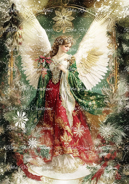 Reba Rose Creations, Rice Paper for Decoupage, Mixed Media, Christmas, Angel, Victorian, Shabby Chic, Vintage Style, 89, A3, 11.7 x 16.5 Reba Rose
