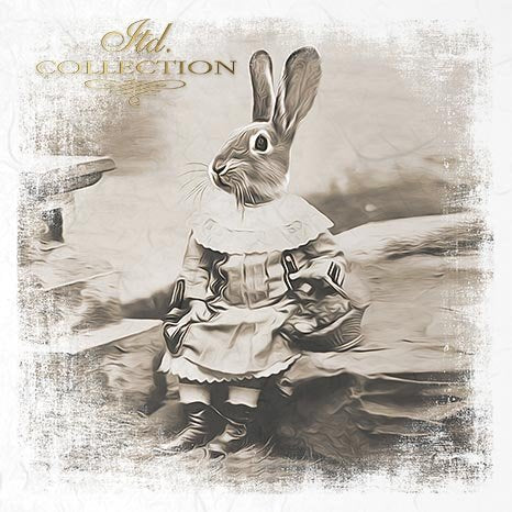 ITD Collection, Rice Paper, Mini Set, Sepia, Vintage, Easter Bunnies, Portraits, 6 Sheets, 5x8, RSM035, Decoupage, Mixed Media