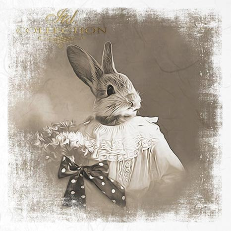 ITD Collection, Rice Paper, Mini Set, Sepia, Vintage, Easter Bunnies, Portraits, 6 Sheets, 5x8, RSM035, Decoupage, Mixed Media