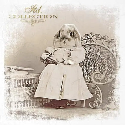 ITD Collection, Rice Paper, Mini Set, Sepia, Vintage, Easter Bunnies, Portraits, 6 Sheets, 5x8, RSM035, Decoupage, Mixed Media ITD Collection