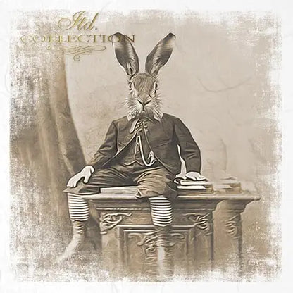 ITD Collection, Rice Paper, Mini Set, Sepia, Vintage, Easter Bunnies, Portraits, 6 Sheets, 5x8, RSM035, Decoupage, Mixed Media ITD Collection