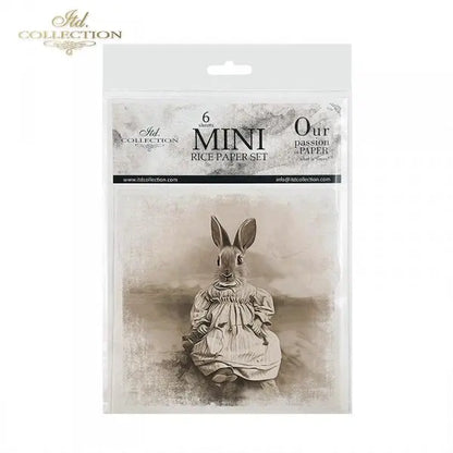 ITD Collection, Rice Paper, Mini Set, Sepia, Vintage, Easter Bunnies, Portraits, 6 Sheets, 5x8, RSM035, Decoupage, Mixed Media ITD Collection