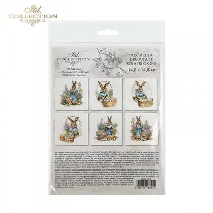 ITD Collection, Rice Paper, Mini Set, Easter, Baskets, Eggs, Bunnies, Flowers, 6 Sheets, 5x8, RSM119, Decoupage, Mixed Media ITD Collection