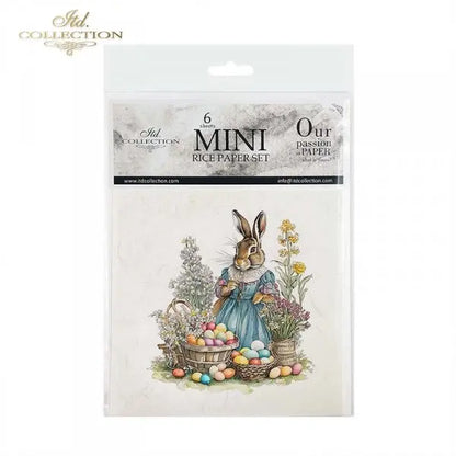 ITD Collection, Rice Paper, Mini Set, Easter, Baskets, Eggs, Bunnies, Flowers, 6 Sheets, 5x8, RSM119, Decoupage, Mixed Media ITD Collection