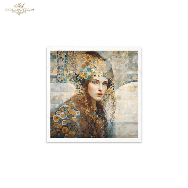 ITD Collection, Rice Paper, Mini Set, Decoupage, Mixed Media, Art Nouveau, Women, Mosaic, Portraits, RSM126, 6 sheets, 5.8 x 5.8