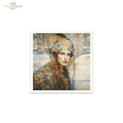 ITD Collection, Rice Paper, Mini Set, Decoupage, Mixed Media, Art Nouveau, Women, Mosaic, Portraits, RSM126, 6 sheets, 5.8 x 5.8 ITD Collection