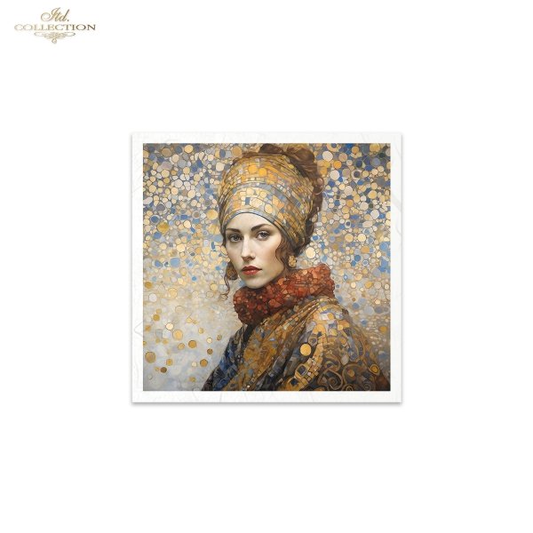 ITD Collection, Rice Paper, Mini Set, Decoupage, Mixed Media, Art Nouveau, Women, Mosaic, Portraits, RSM126, 6 sheets, 5.8 x 5.8