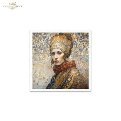 ITD Collection, Rice Paper, Mini Set, Decoupage, Mixed Media, Art Nouveau, Women, Mosaic, Portraits, RSM126, 6 sheets, 5.8 x 5.8 ITD Collection