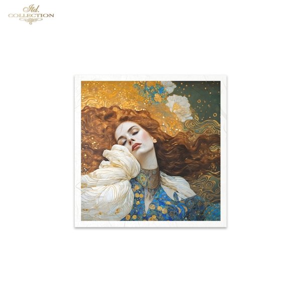 ITD Collection, Rice Paper, Mini Set, Decoupage, Mixed Media, Art Nouveau, Women, Mosaic, Portraits, RSM126, 6 sheets, 5.8 x 5.8