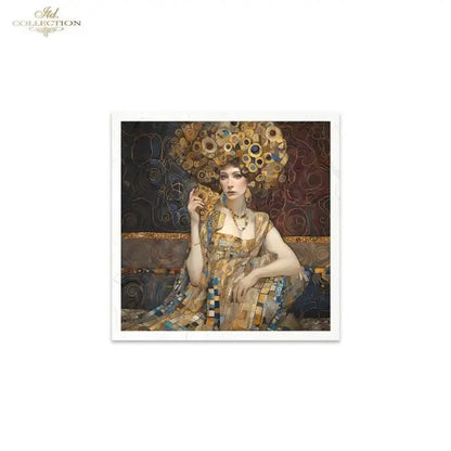 ITD Collection, Rice Paper, Mini Set, Decoupage, Mixed Media, Art Nouveau, Women, Mosaic, Portraits, RSM127, 6 sheets, 5.8 x 5.8 ITD Collection