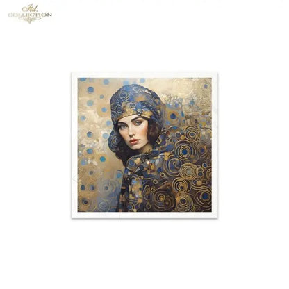 ITD Collection, Rice Paper, Mini Set, Decoupage, Mixed Media, Art Nouveau, Women, Mosaic, Portraits, RSM127, 6 sheets, 5.8 x 5.8 ITD Collection