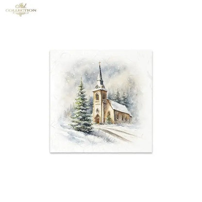 ITD Collection, Rice Paper, Mini Set, Decoupage, Mixed Media, Winter, Churches, Landscape, Snow, RSM134, 6 sheets, 5.8 x 5.8 ITD Collection