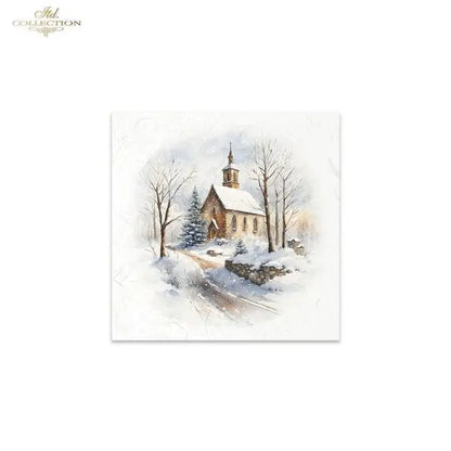 ITD Collection, Rice Paper, Mini Set, Decoupage, Mixed Media, Winter, Churches, Landscape, Snow, RSM134, 6 sheets, 5.8 x 5.8 ITD Collection