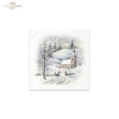 ITD Collection, Rice Paper, Mini Set, Decoupage, Mixed Media, Winter, Churches, Landscape, Snow, RSM134, 6 sheets, 5.8 x 5.8 ITD Collection